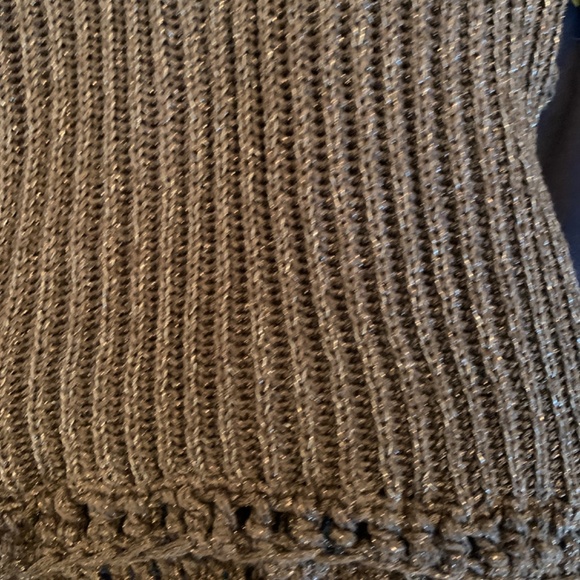 Chicos khaki/brown with gold metallic 3/4 sleeve‎ sweater. Worn once - Picture 6 of 6